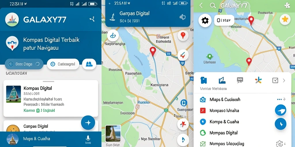 Antarmuka GALAXY77 menampilkan kompas digital yang jelas dan informatif.
