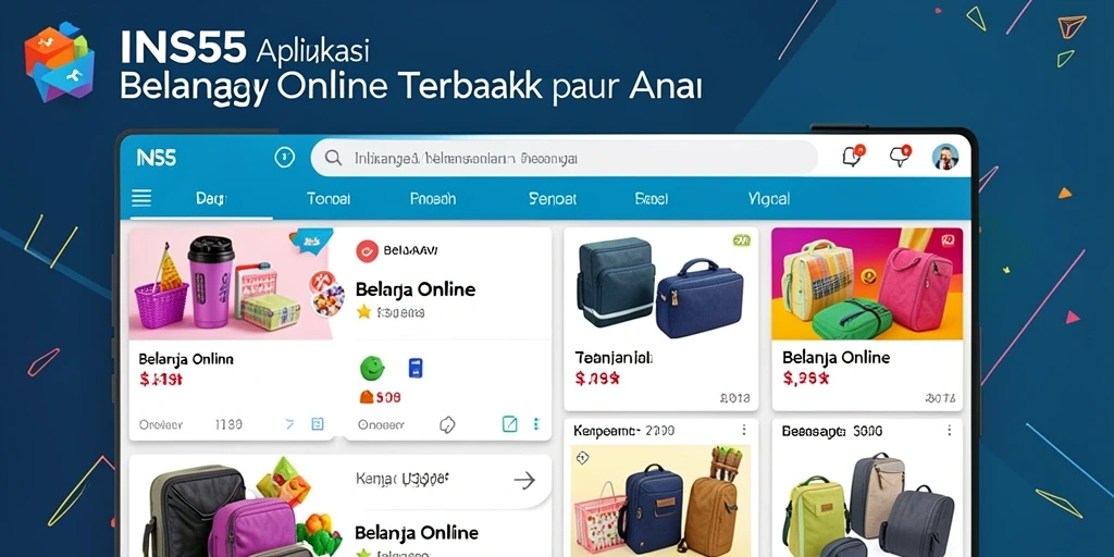 Screenshot utama INS55 menampilkan antarmuka belanja yang menarik.